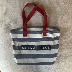 Skies Are Blue Navy and Red Striped Tote